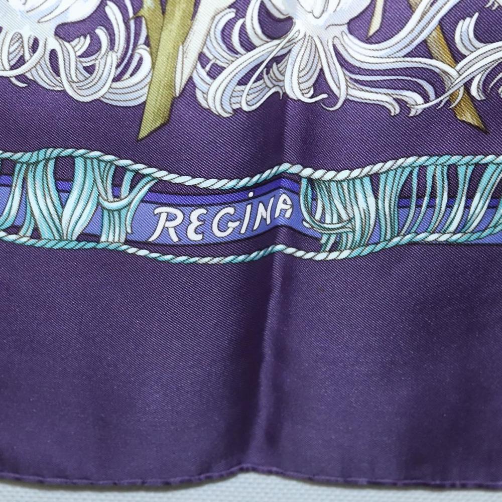 HERMES Carre 90 Scarf ""REGINA"" Silk Purple Auth bs24064 - Picture 13 of 15